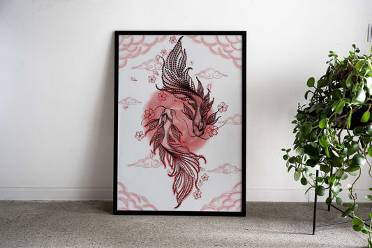 Japanese Koi Fishes Asian Style Poster | Wall Art for Home & Office | High-Quality Print - High-Quality Visual Display