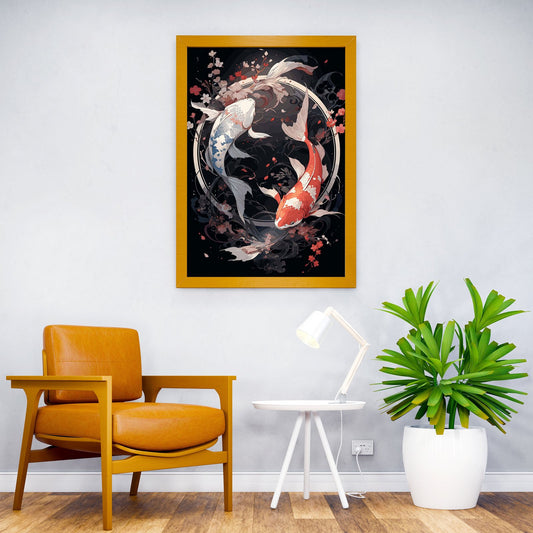 Japanese Koi Ying Yang Asian Style Poster | Wall Art for Home & Office | High-Quality Print - High-Quality Visual Display