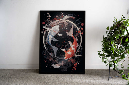 Japanese Koi Ying Yang Asian Style Poster | Wall Art for Home & Office | High-Quality Print - High-Quality Visual Display