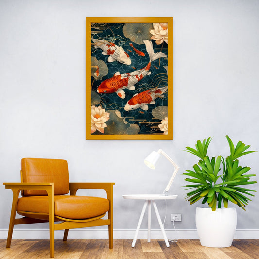 Japanese Koi fish swim Asian Style Poster | Wall Art for Home & Office | High-Quality Print - High-Quality Visual Display