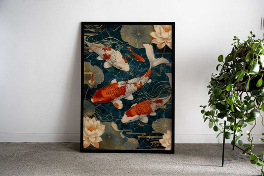 Japanese Koi fish swim Asian Style Poster | Wall Art for Home & Office | High-Quality Print - High-Quality Visual Display