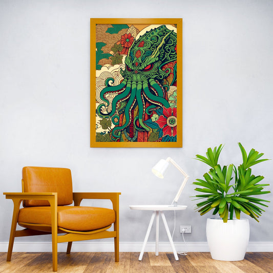 Japanese Kraken Cthulhu Illustration Asian Style Poster | Wall Art for Home & Office | High-Quality Print - High-Quality Visual Display