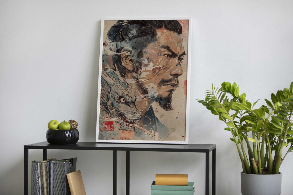 Japanese Man Dragon Asian Style Poster | Wall Art for Home & Office | High-Quality Print - High-Quality Visual Display