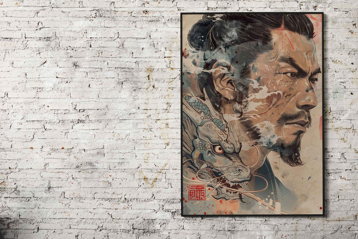 Japanese Man Dragon Asian Style Poster | Wall Art for Home & Office | High-Quality Print - High-Quality Visual Display