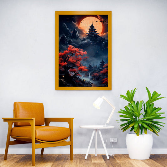 Japanese Moon Landscape Asian Style Poster | Wall Art for Home & Office | High-Quality Print - High-Quality Visual Display