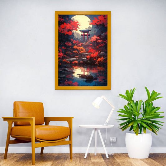 Japanese Moonlit Garden Asian Style Poster | Wall Art for Home & Office | High-Quality Print - High-Quality Visual Display