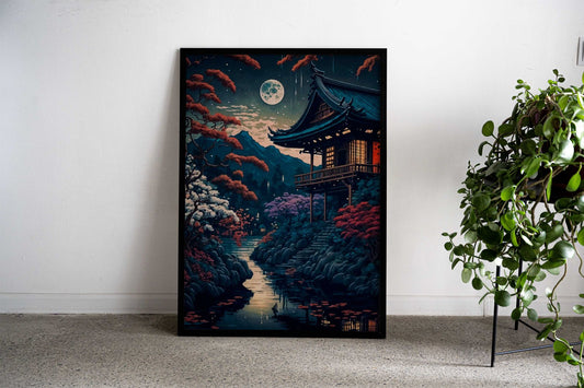 Japanese Moonlit Night Asian Style Poster | Wall Art for Home & Office | High-Quality Print - High-Quality Visual Display