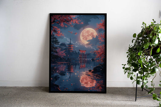 Japanese Moonlit Serenity Asian Style Poster | Wall Art for Home & Office | High-Quality Print - High-Quality Visual Display