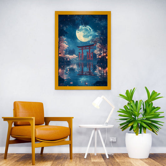 Japanese Moonlit Torii Gate Japan Night Asian Style Poster | Wall Art for Home & Office | High-Quality Print - High-Quality Visual Display
