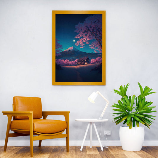 Japanese Mountain Night Asian Style Poster | Wall Art for Home & Office | High-Quality Print - High-Quality Visual Display