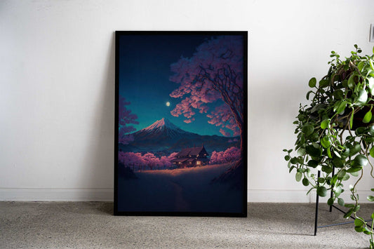 Japanese Mountain Night Asian Style Poster | Wall Art for Home & Office | High-Quality Print - High-Quality Visual Display