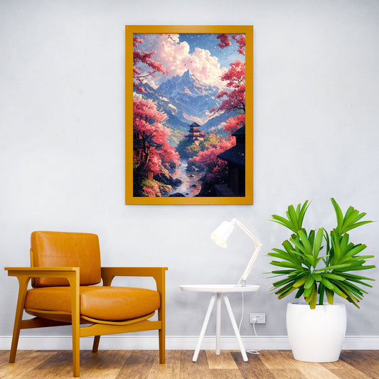 Japanese Mountain Village Asian Style Poster | Wall Art for Home & Office | High-Quality Print - High-Quality Visual Display