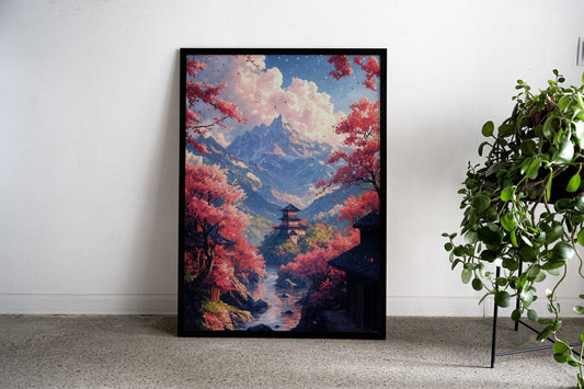 Japanese Mountain Village Asian Style Poster | Wall Art for Home & Office | High-Quality Print - High-Quality Visual Display