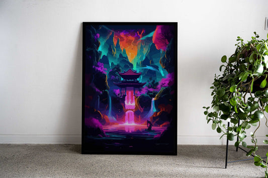 Japanese Nature Neon Art Asian Style Poster | Wall Art for Home & Office | High-Quality Print - High-Quality Visual Display