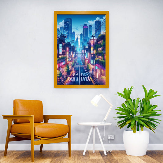 Japanese Neon Downtown Asian Style Poster | Wall Art for Home & Office | High-Quality Print - High-Quality Visual Display