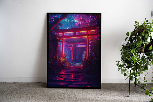Japanese Neon Forest Aura Asian Style Poster | Wall Art for Home & Office | High-Quality Print - High-Quality Visual Display