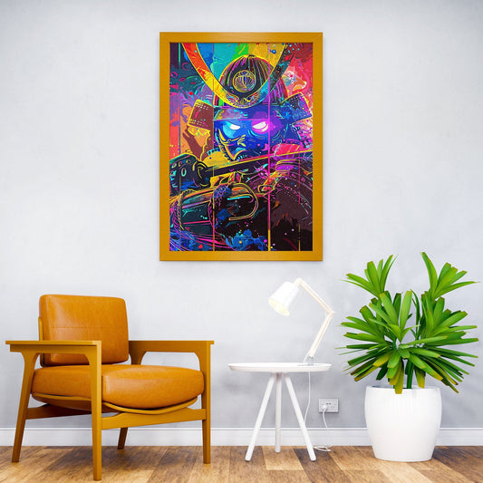 Japanese Neon Samurai Asian Style Poster | Wall Art for Home & Office | High-Quality Print - High-Quality Visual Display