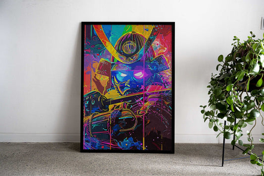 Japanese Neon Samurai Asian Style Poster | Wall Art for Home & Office | High-Quality Print - High-Quality Visual Display