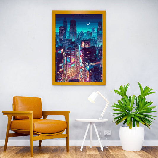 Japanese Night Cityscape Asian Style Poster | Wall Art for Home & Office | High-Quality Print - High-Quality Visual Display