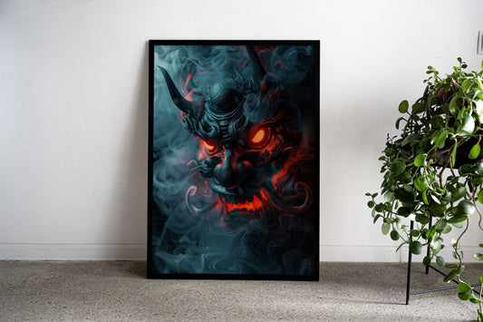 Japanese Oni Mask Fantasy Asian Style Poster | Wall Art for Home & Office | High-Quality Print - High-Quality Visual Display