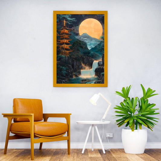 Japanese Pagoda Fuji Landscape Asian Style Poster | Wall Art for Home & Office | High-Quality Print - High-Quality Visual Display