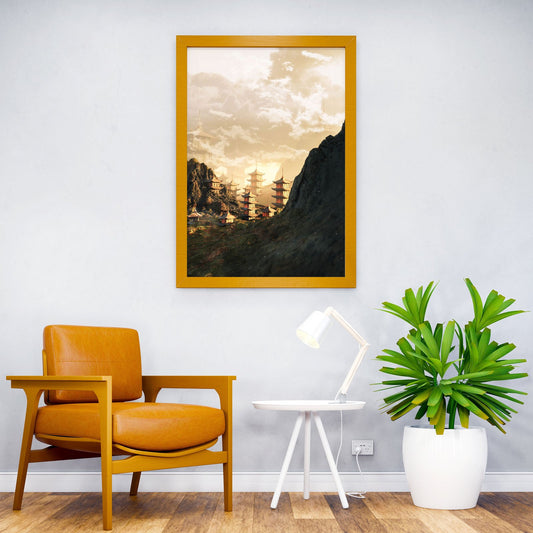 Japanese Pagoda Mountainscape Asian Style Poster | Wall Art for Home & Office | High-Quality Print - High-Quality Visual Display
