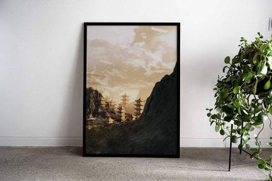 Japanese Pagoda Mountainscape Asian Style Poster | Wall Art for Home & Office | High-Quality Print - High-Quality Visual Display