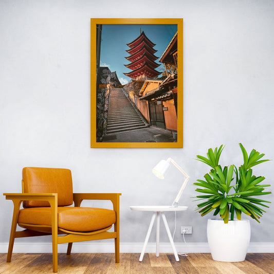 Japanese Pagoda and Stone Steps at Miyajima Asian Style Poster | Wall Art for Home & Office | High-Quality Print - High-Quality Visual Display