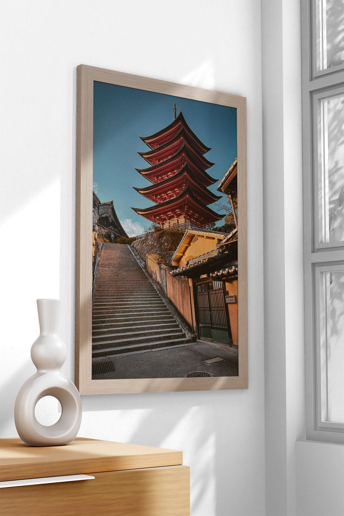 Japanese Pagoda and Stone Steps at Miyajima Asian Style Poster | Wall Art for Home & Office | High-Quality Print - High-Quality Visual Display