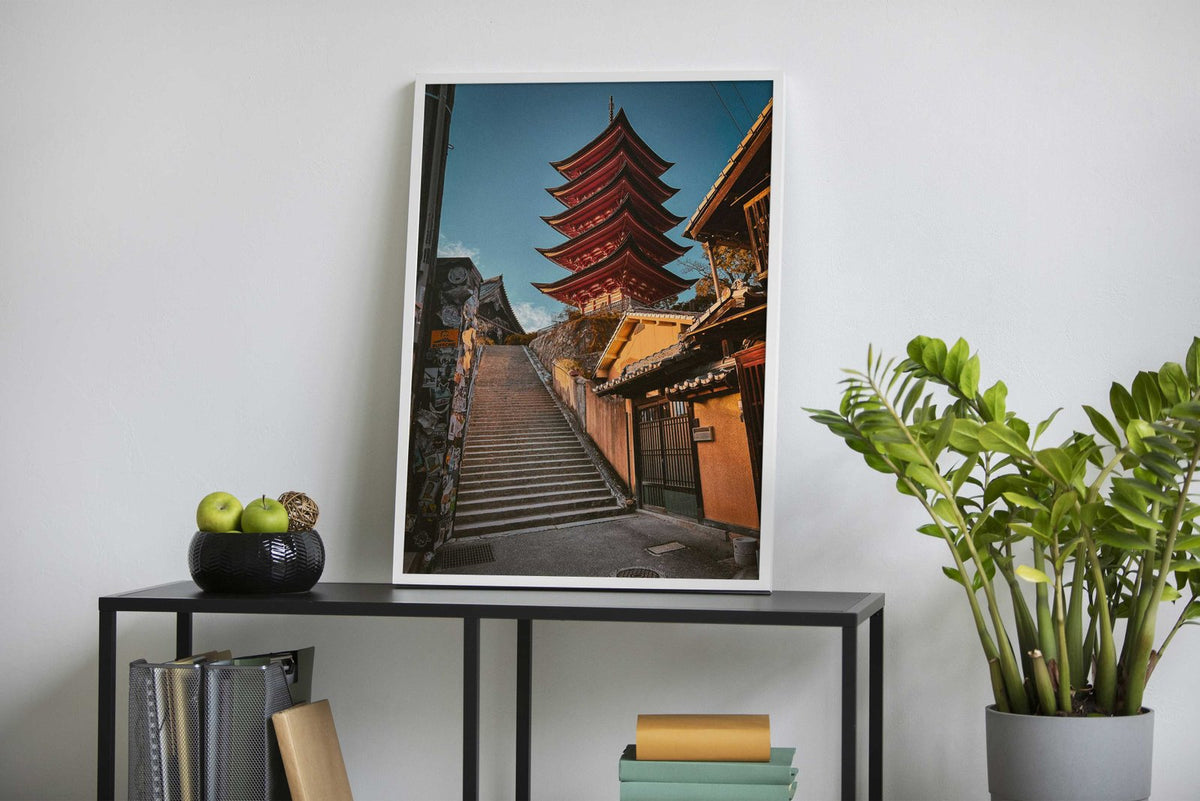 Japanese Pagoda and Stone Steps at Miyajima Asian Style Poster | Wall Art for Home & Office | High-Quality Print - High-Quality Visual Display