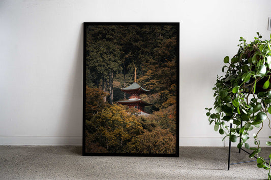 Japanese Pagoda in Forest Asian Style Poster | Wall Art for Home & Office | High-Quality Print - High-Quality Visual Display