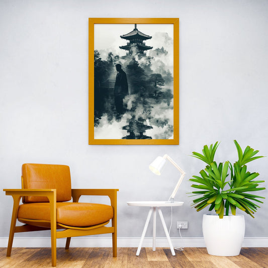 Japanese Pagoda in Mist Asian Style Poster | Wall Art for Home & Office | High-Quality Print - High-Quality Visual Display