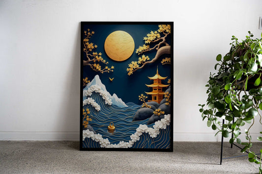 Japanese Paper Art Landscape Asian Style Poster | Wall Art for Home & Office | High-Quality Print - High-Quality Visual Display
