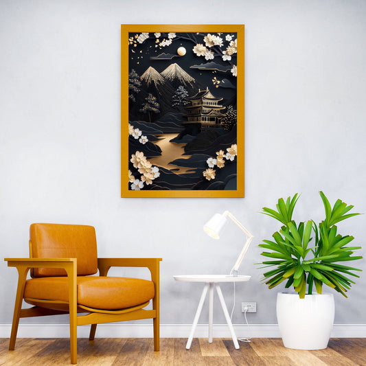 Japanese Papercut Landscape Kintsugi Fuji Japan Asian Style Poster | Wall Art for Home & Office | High-Quality Print - High-Quality Visual Display