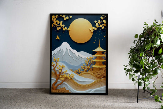 Japanese Papercut Landscape Asian Style Poster | Wall Art for Home & Office | High-Quality Print - High-Quality Visual Display