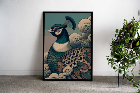 Japanese Pheasant Illustration Asian Style Poster | Wall Art for Home & Office | High-Quality Print - High-Quality Visual Display