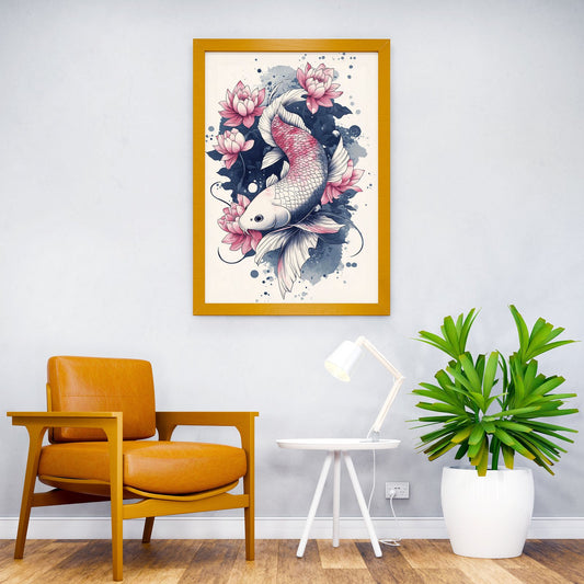 Japanese Pink Fish Koi Asian Style Poster | Wall Art for Home & Office | High-Quality Print - High-Quality Visual Display