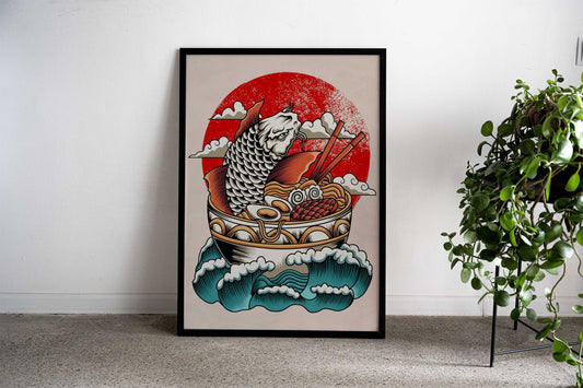 Japanese Ramen Koi fish Asian Style Poster | Wall Art for Home & Office | High-Quality Print - High-Quality Visual Display