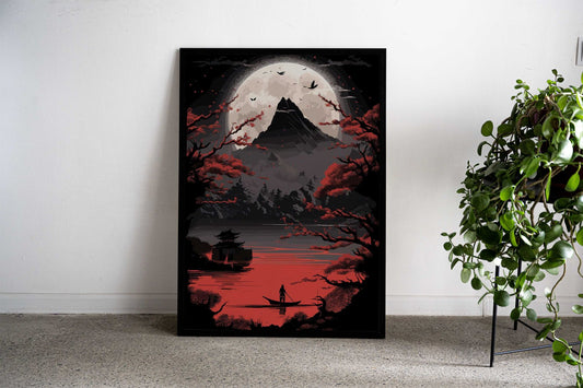 Japanese Red Black Art Asian Style Poster | Wall Art for Home & Office | High-Quality Print - High-Quality Visual Display