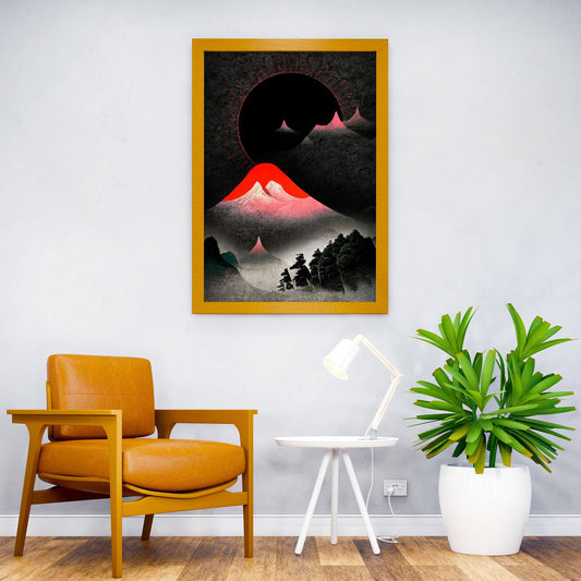 Japanese Red Mountain Asian Style Poster | Wall Art for Home & Office | High-Quality Print - High-Quality Visual Display