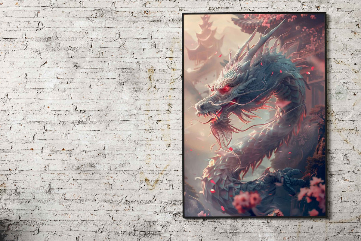 Japanese Sakura Dragon Asian Style Poster | Wall Art for Home & Office | High-Quality Print - High-Quality Visual Display