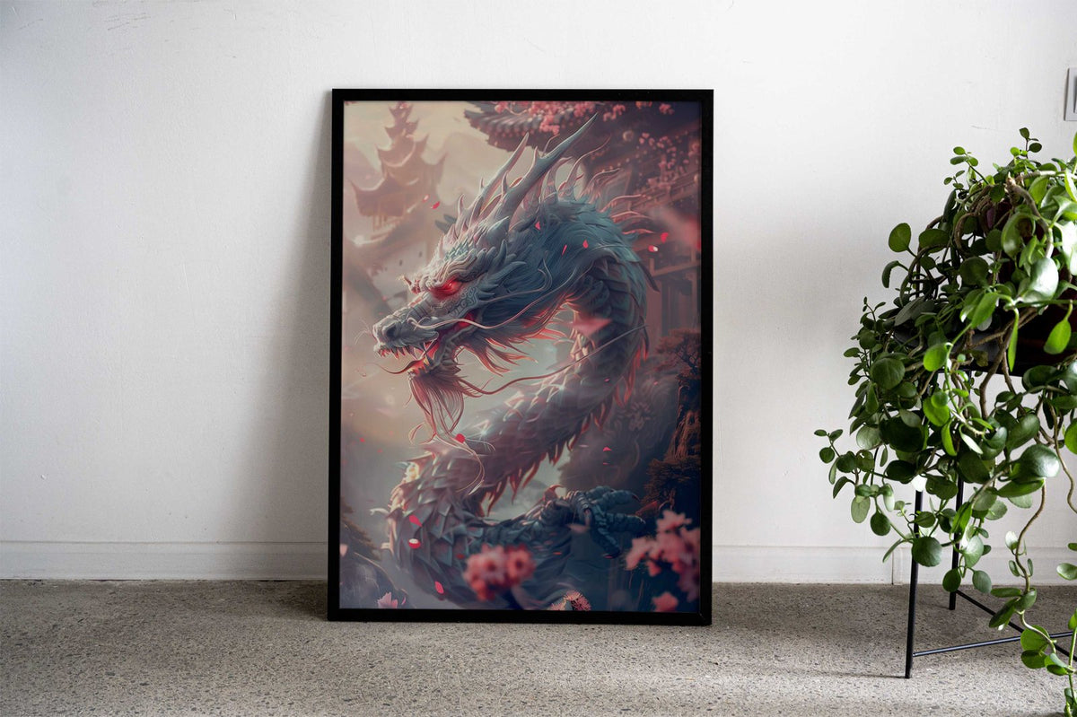 Japanese Sakura Dragon Asian Style Poster | Wall Art for Home & Office | High-Quality Print - High-Quality Visual Display