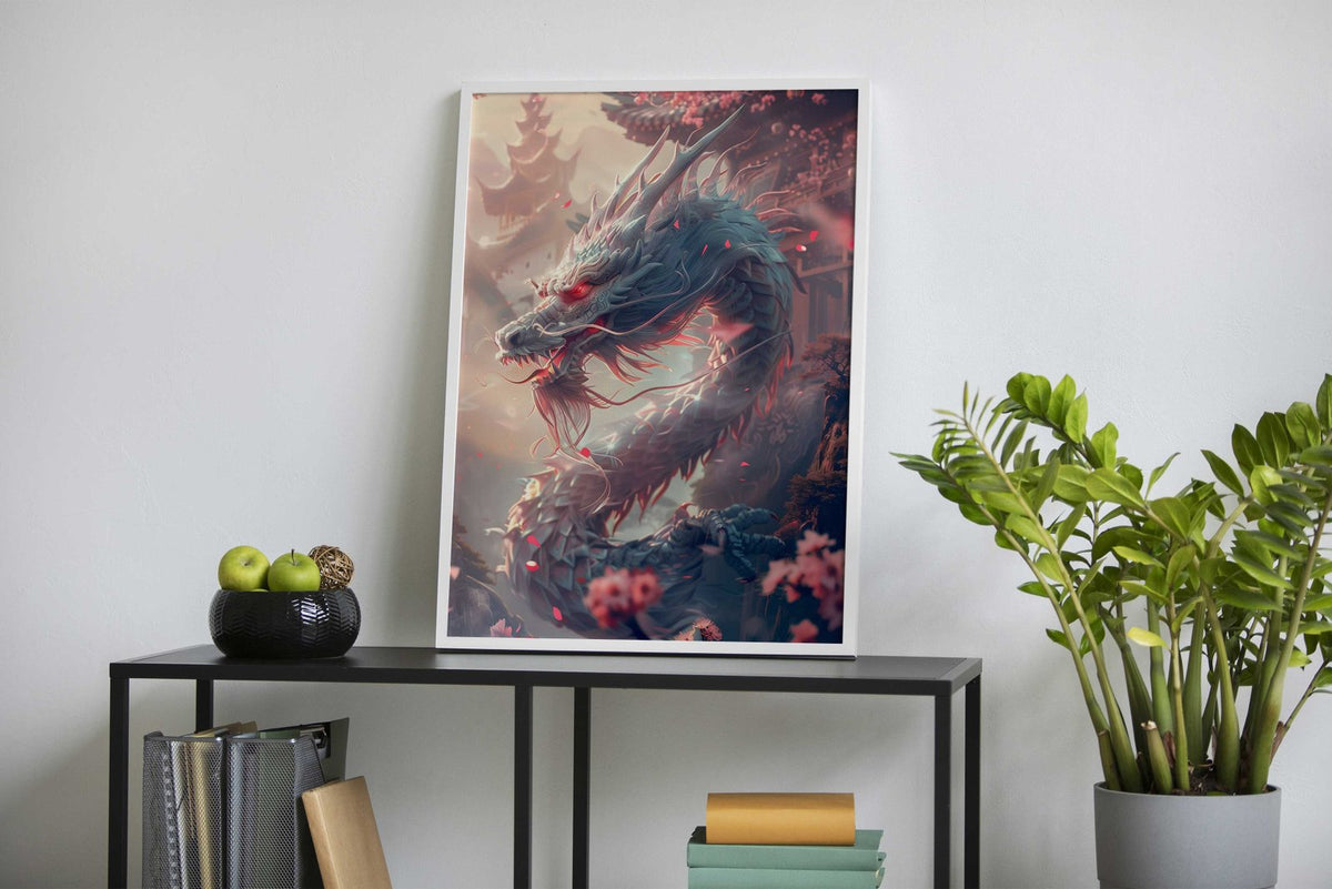 Japanese Sakura Dragon Asian Style Poster | Wall Art for Home & Office | High-Quality Print - High-Quality Visual Display