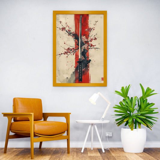 Japanese Sakura Katana Asian Style Poster | Wall Art for Home & Office | High-Quality Print - High-Quality Visual Display