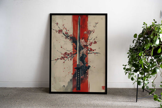 Japanese Sakura Katana Asian Style Poster | Wall Art for Home & Office | High-Quality Print - High-Quality Visual Display