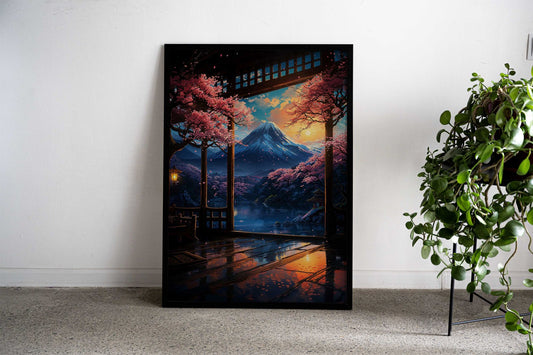 Japanese Sakura Sunset Art Asian Style Poster | Wall Art for Home & Office | High-Quality Print - High-Quality Visual Display