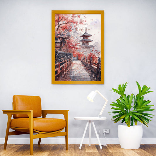 Japanese Sakura Temple Asian Style Poster | Wall Art for Home & Office | High-Quality Print - High-Quality Visual Display