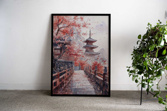 Japanese Sakura Temple Asian Style Poster | Wall Art for Home & Office | High-Quality Print - High-Quality Visual Display