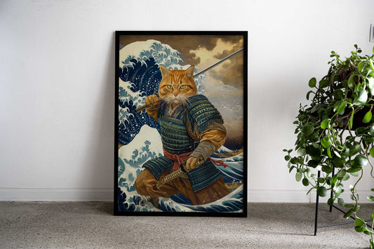 Japanese Samurai Cat Asian Style Poster | Wall Art for Home & Office | High-Quality Print - High-Quality Visual Display
