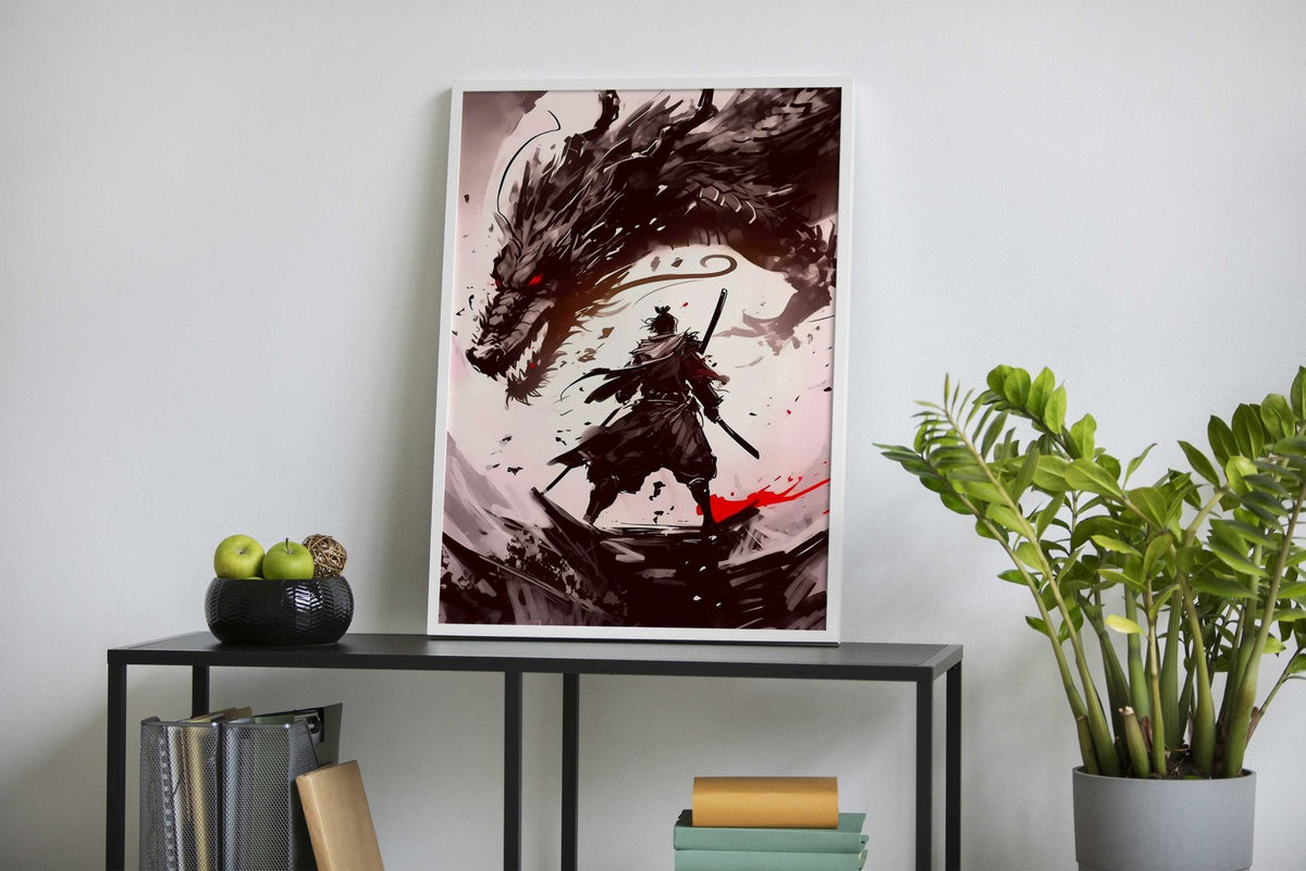 Japanese Samurai Dragon Asian Style Poster | Wall Art for Home & Office | High-Quality Print - High-Quality Visual Display